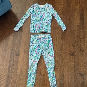 Lilly Pulitzer Floral Kids Pajama Set - Blue and Pink